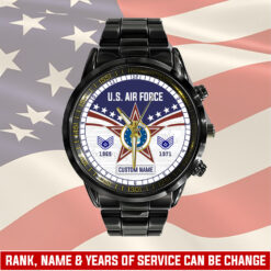 US Air Force, E 3 Air Force Airman First Class - Black Stainless Steel Watch