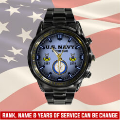 US Navy, No One Fights Alone - Black Stainless Steel Watch
