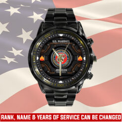 US Marine Corps, The Devil Dogs - Black Stainless Steel Watch