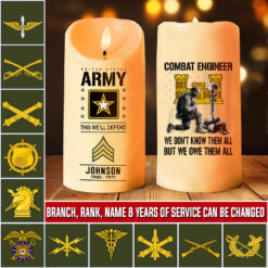 Army Branch, Duty, Honor, Country - LED Candle