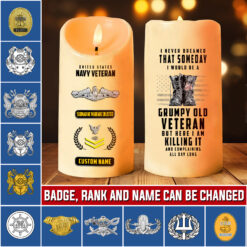 Navy Badge, E 7 Gold - LED Candle
