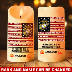 US Marine Corps, Duty, Honor, Country - LED Candle