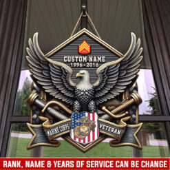 US Marine Corps, Remember - Honor - Respect - 2 Layers Wooden Sign 8x8in