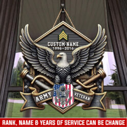 US Army, Honor, Duty, Service - 2 Layers Wooden Sign 8x8in