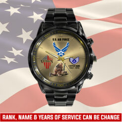 US Air Force, Freedom Over Fear - Black Stainless Steel Watch