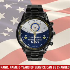 US Navy, E 8 Gold - Black Stainless Steel Watch
