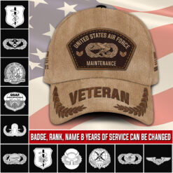 Air Force Badge, E 7 Air Force Master Sergeant - Classic Cap