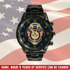 US Air Force, E 8 Air Force First Sergeant - Black Stainless Steel Watch