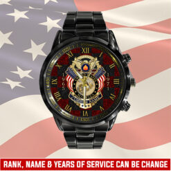 US Marine Corps, E 7 Marines Gunnery Sergeant - Black Stainless Steel Watch