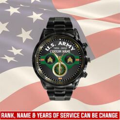 US Army, E 7 Army Sergeant First Class - Black Stainless Steel Watch