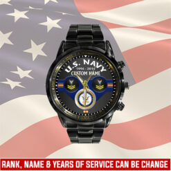 US Navy, Thank a Veteran - Black Stainless Steel Watch