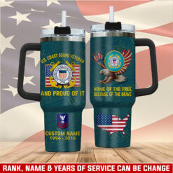US Coast Guard, Proud Veteran - Stainless Steel Tumbler 40oz