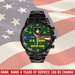 US Army, No One Fights Alone - Black Stainless Steel Watch