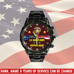 US Marine Corps, E 7 Marines Gunnery Sergeant - Black Stainless Steel Watch