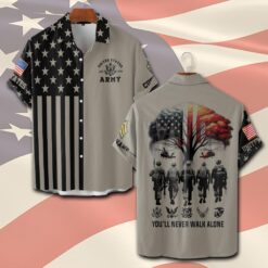 US Army, No One Fights Alone - Short Sleeve Button Shirt