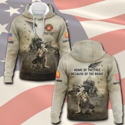US Marine Corps, Land Of The Free, Because Of The Brave - Hoodie