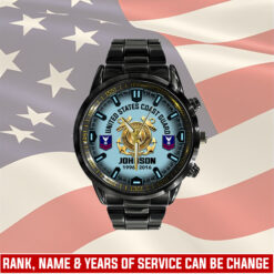 US Coast Guard, Remember - Honor - Respect - Black Stainless Steel Watch