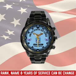 US Air Force, E 7 Air Force First Sergeant - Black Stainless Steel Watch
