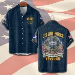 Air Force Badge, American By Birth, Veteran By Choice - Short Sleeve Button Shirt