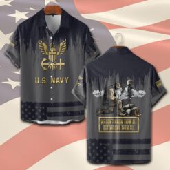 Navy Badge, Remember - Honor - Respect - Short Sleeve Button Shirt
