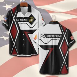 US Marine Corps, Proud Veteran - Short Sleeve Button Shirt