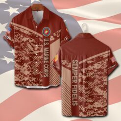 US Marine Corps, Proud Veteran - Short Sleeve Button Shirt