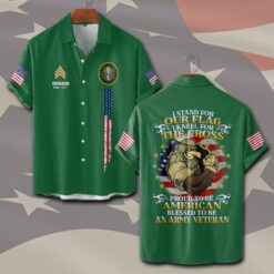 US Army, Freedom Over Fear - Short Sleeve Button Shirt
