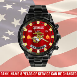 US Marine Corps, E 6 Marines Staff Sergeant - Black Stainless Steel Watch
