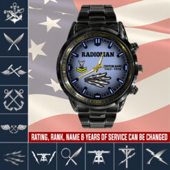 Navy Rating, E 6 Red - Black Stainless Steel Watch