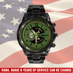 US Army, E 3 Army Private First Class - Black Stainless Steel Watch