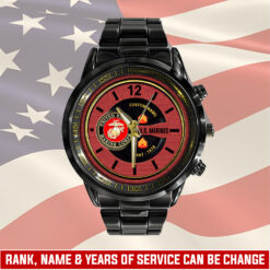 US Marine Corps, The Devil Dogs - Black Stainless Steel Watch