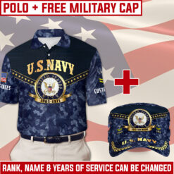 US Navy Combo Polo + FREE Military Cap