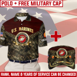 US Marine Corps Combo Polo + FREE Military Cap