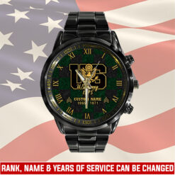 US Army, No One Fights Alone - Black Stainless Steel Watch