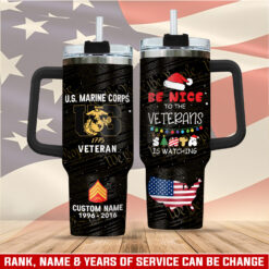 US Marine Corps, E 7 Marines Gunnery Sergeant - Stainless Steel Tumbler 40oz