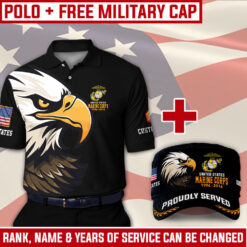 US Marine Corps Combo Polo + FREE Military Cap