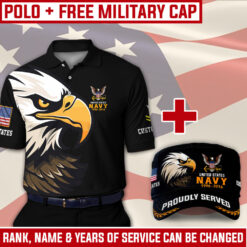 US Navy Combo Polo + FREE Military Cap