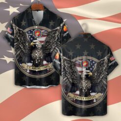 US Marine Corps, The Devil Dogs - Short Sleeve Button Shirt