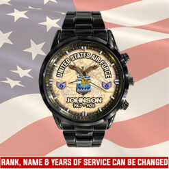 US Air Force, E 8 Air Force Senior Master Sergeant - Black Stainless Steel Watch