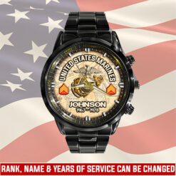 US Marine Corps, Proud Veteran - Black Stainless Steel Watch