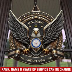 US Navy, American By Birth, Veteran By Choice - 2 Layers Wooden Sign 8x8in