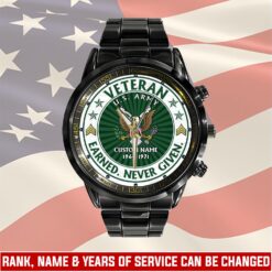 US Army, Freedom Over Fear - Black Stainless Steel Watch