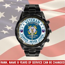 US Coast Guard, Remember - Honor - Respect - Black Stainless Steel Watch