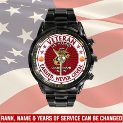 US Marine Corps, E 6 Marines Staff Sergeant - Black Stainless Steel Watch