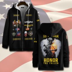 Navy Badge, Honor - Courage - Commitment - Zip Hoodie