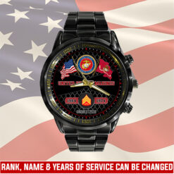 US Marine Corps, Freedom Over Fear - Black Stainless Steel Watch