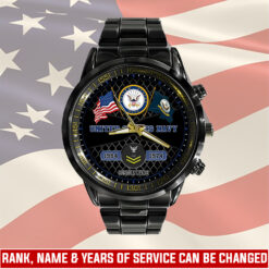 US Navy, E 7 Red - Black Stainless Steel Watch