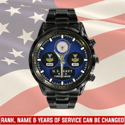 US Navy, Remember - Honor - Respect - Black Stainless Steel Watch