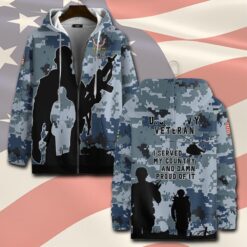 US Navy, American By Birth, Veteran By Choice - Zip Hoodie