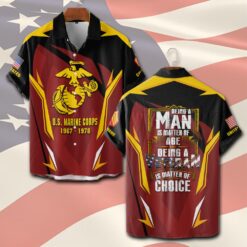 US Marine Corps, Land Of The Free, Because Of The Brave - Short Sleeve Button Shirt